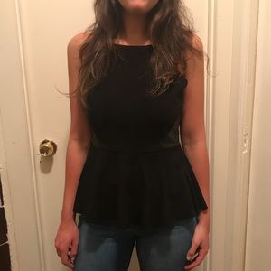 Black Velvet Halter Top with Peplum Detail